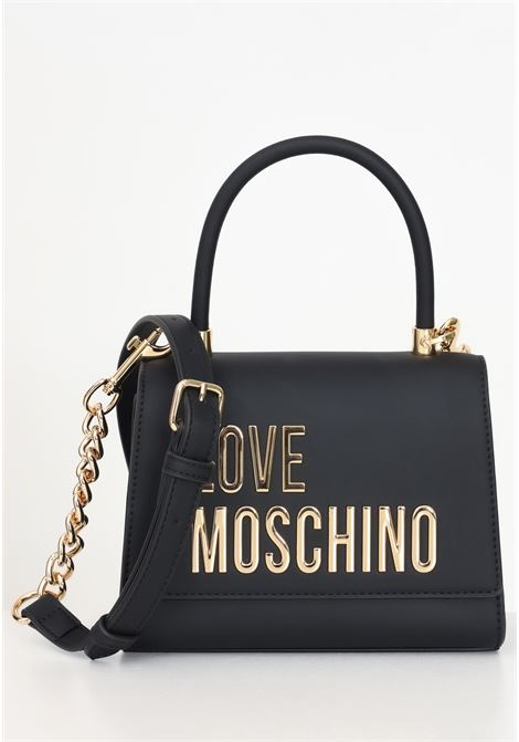 Borsa a mano nera da donna con logo metallico LOVE MOSCHINO | JC4024PP1LKD0000